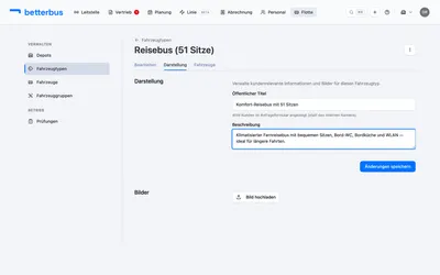 Trage den öffentlichen Titel und eine ansprechende Beschreibung ein. Diese Texte sehen Kund:innen in Angeboten und im Buchungs-Widget.