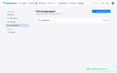 Fertig: Die Gruppe ist angelegt. Fahrzeuge kannst Du ihr beim Anlegen oder Bearbeiten zuordnen.