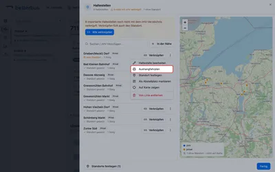 Im Menü einer Haltestelle liegt „Aushangfahrplan“.