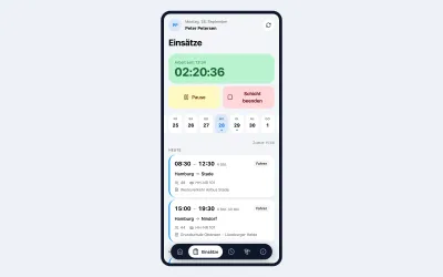 Fahrer-App: die Einsätze des Tages