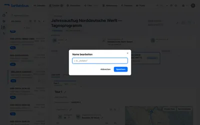 „Abschnitt 1“ ist keine Bezeichnung, sondern ein Platzhalter. Ein eigener Name — „Hinfahrt Flensburg“ — macht den Fahrplan lesbar, sobald ein Auftrag mehr als zwei Abschnitte hat.