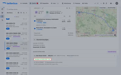 Hat der Subunternehmer angenommen, steht das Datum seiner Zusage an der Vergabe. Das ist der Punkt, ab dem die Fahrt als gesichert gilt — nicht der Moment des Vergebens.