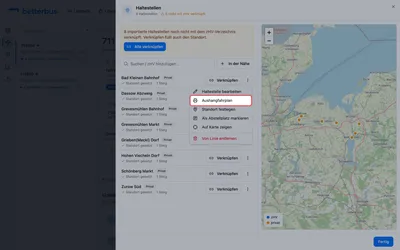 Im Menü einer Haltestelle liegt „Aushangfahrplan“.