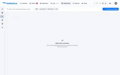 Damit ist die Warteschlange leer — das ist das Ziel des Durchgangs. Alles, was Geld war, steht jetzt auf einer Rechnung; alles andere ist mit einem Grund beiseitegelegt.